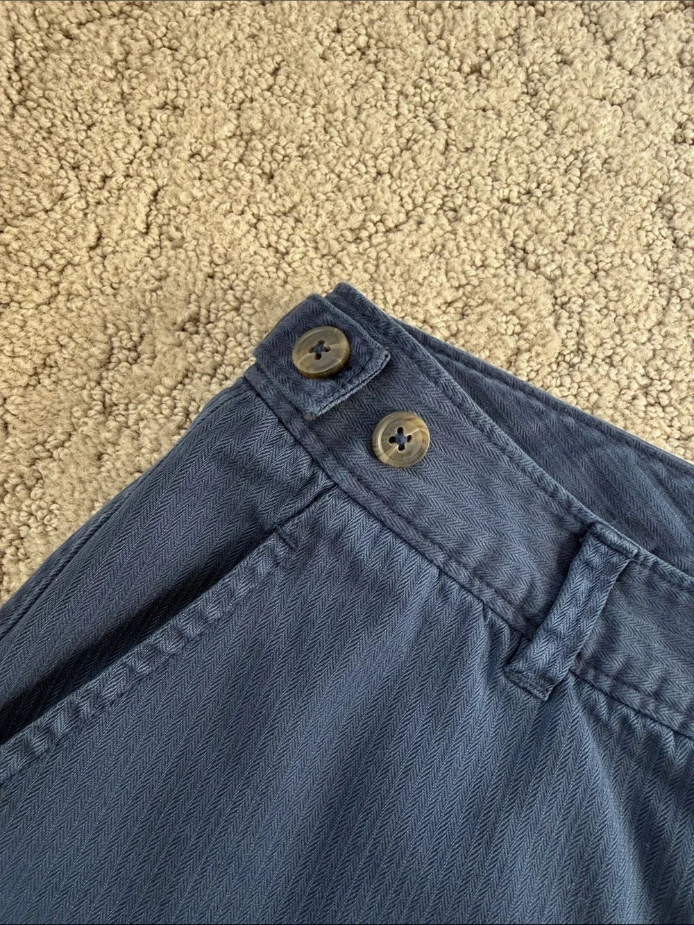 Free People Keepsake Herringbone Chino Shorts Blue Women’s Size 8 NWOT